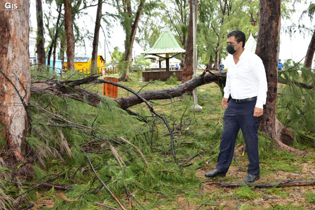 Environment Minister Effects Site Visit At Flic En Flac Public Beach